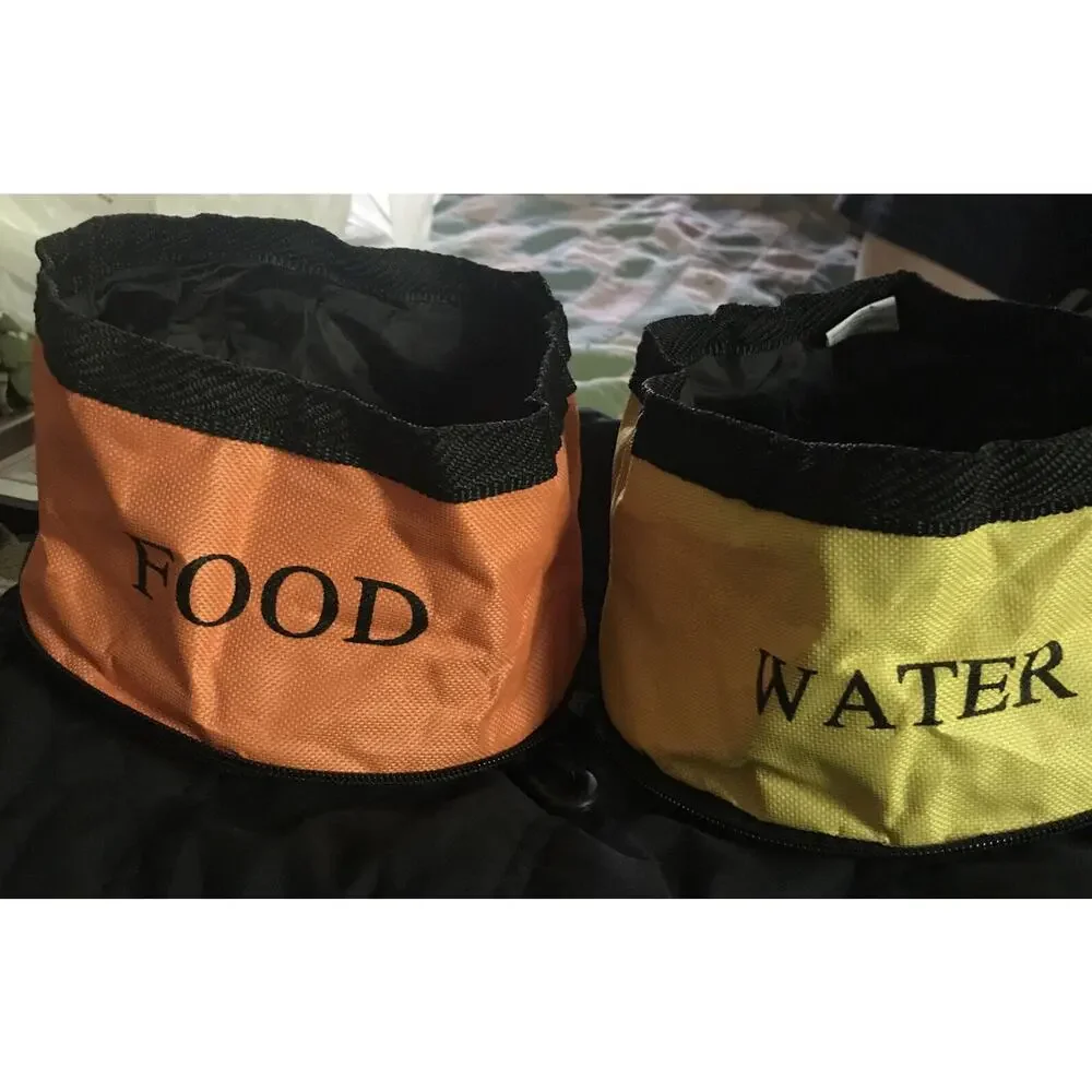 Pet Life Portable Collapsible Pet Food Water Bowl Set for Camping Travel 2 Color